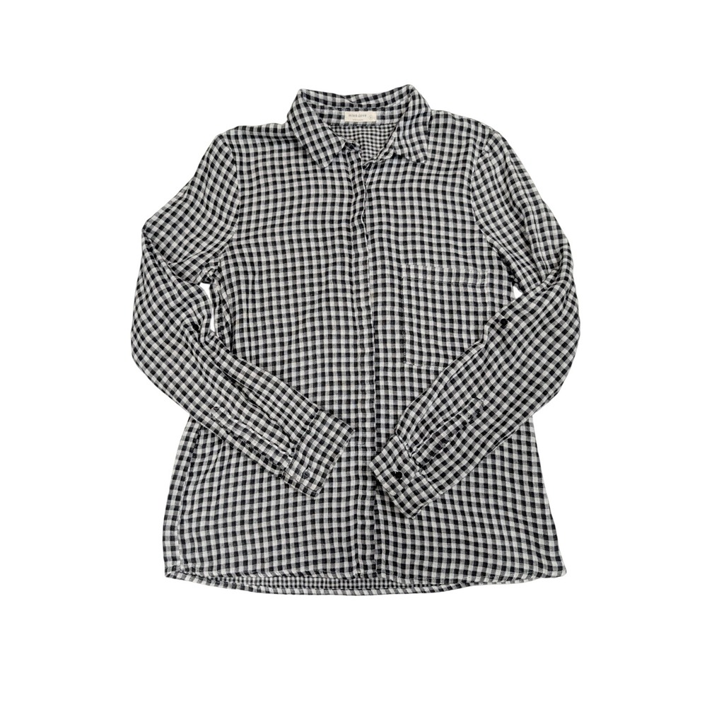 Miss Love Black & White Gingham L/ Sleeve Button‎ Up Shirt Women's Size Small